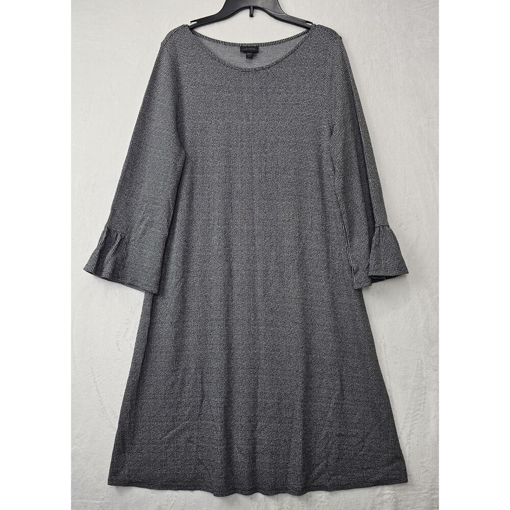 J.Jill Womens Wearever Collection Shift Dress Houndstooth Travel Size L